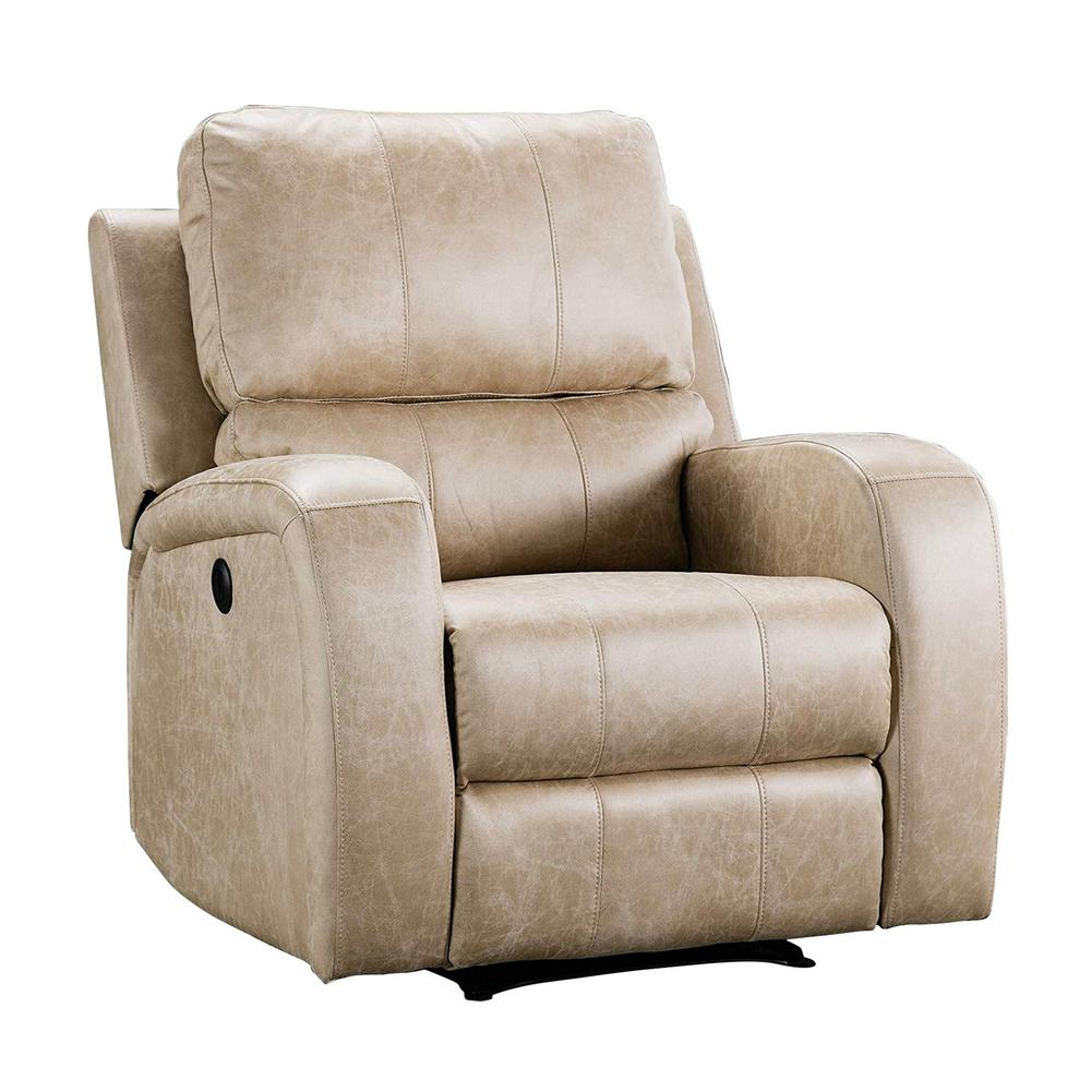 Boyel Living Mocha Overstuffed Power Recliner Chair with Air Suede ...