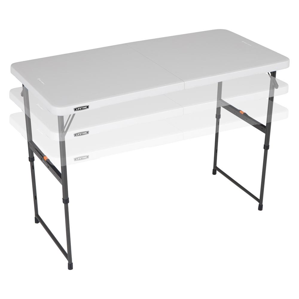 Cosco 18 In Red Plastic Adjustable Height Folding Utility Table Adjustable Height Folding Utility Table