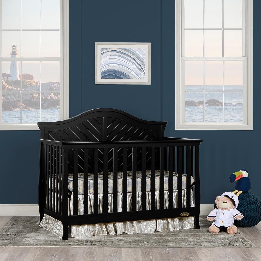 Wood Black Kids Baby Furniture The Home Depot Kaylin Black 5 In 1 Convertible Crib