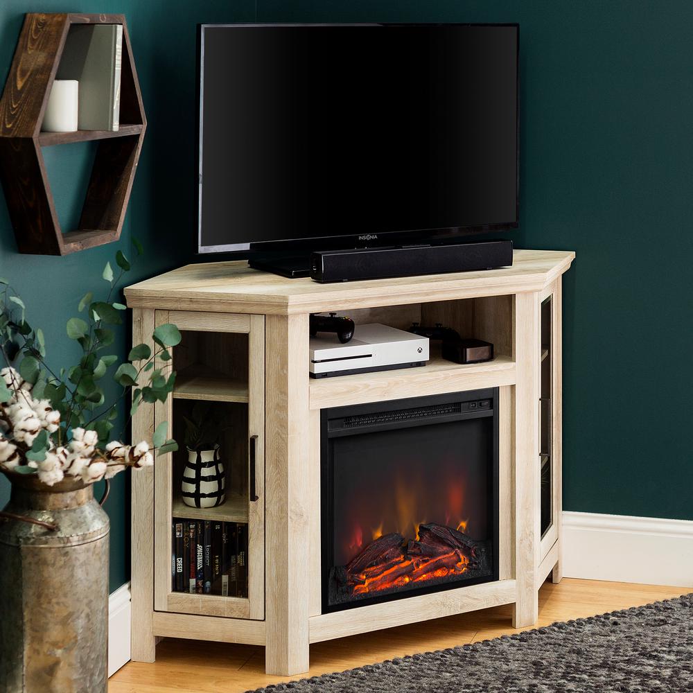 Walker Edison Furniture Company 48 In White Oak Wood Corner