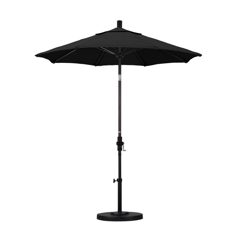 California Umbrella 7 5 Ft Bronze Aluminum Pole Fiberglass Ribs Market Collar Tilt Crank Lift Outdoor Patio Umbrella In Black Sunbrella Gscuf758117 5408 The Home Depot