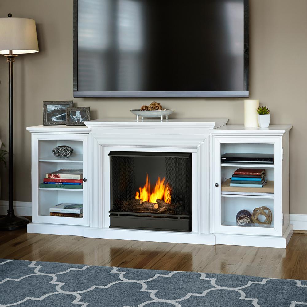 UPC 752370774004 product image for Frederick 72 in. Entertainment Center Ventless Gel Fuel Fireplace in White | upcitemdb.com