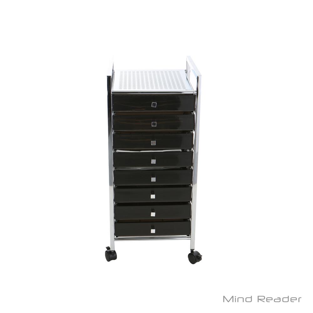 Mind Reader Top Shelf Metal 4 Wheeled Storage Drawer Cart With 8