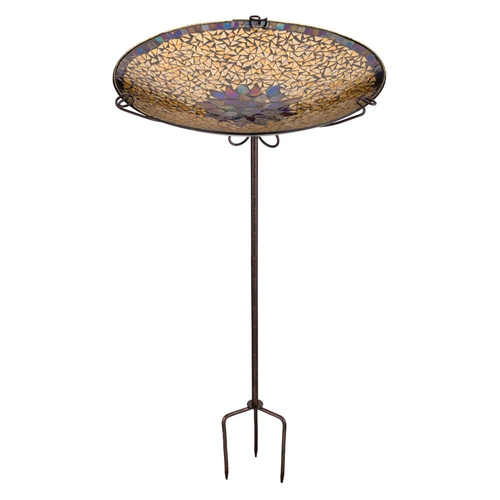 Regal Mosaic Birdbath Feeder Stake Golden Sun 20388 The Home Depot