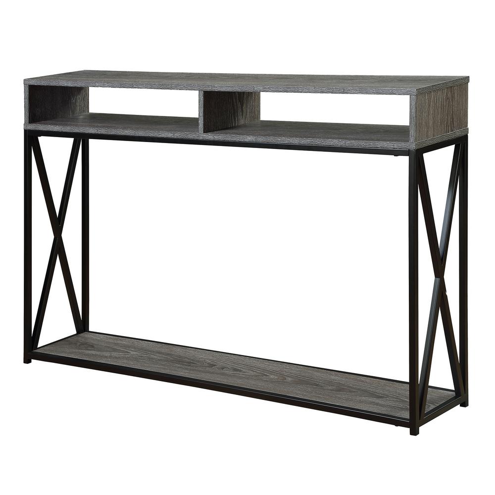 Convenience Concepts Tucson Weathered Gray and Black Deluxe 2 Tier
