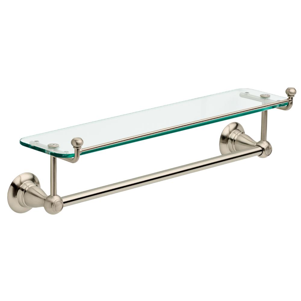 bathroom glass shelf with towel bar chrome