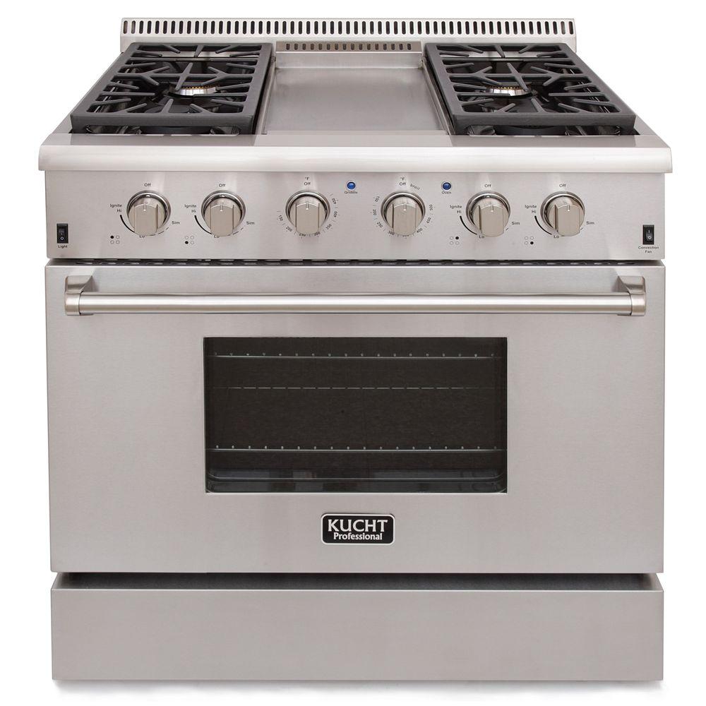 Kucht Pro Style 36 In 5 2 Cu Ft Propane Gas Range With Sealed   Stainless Steel Kucht Single Oven Gas Ranges Krg3609u Lp 64 1000 