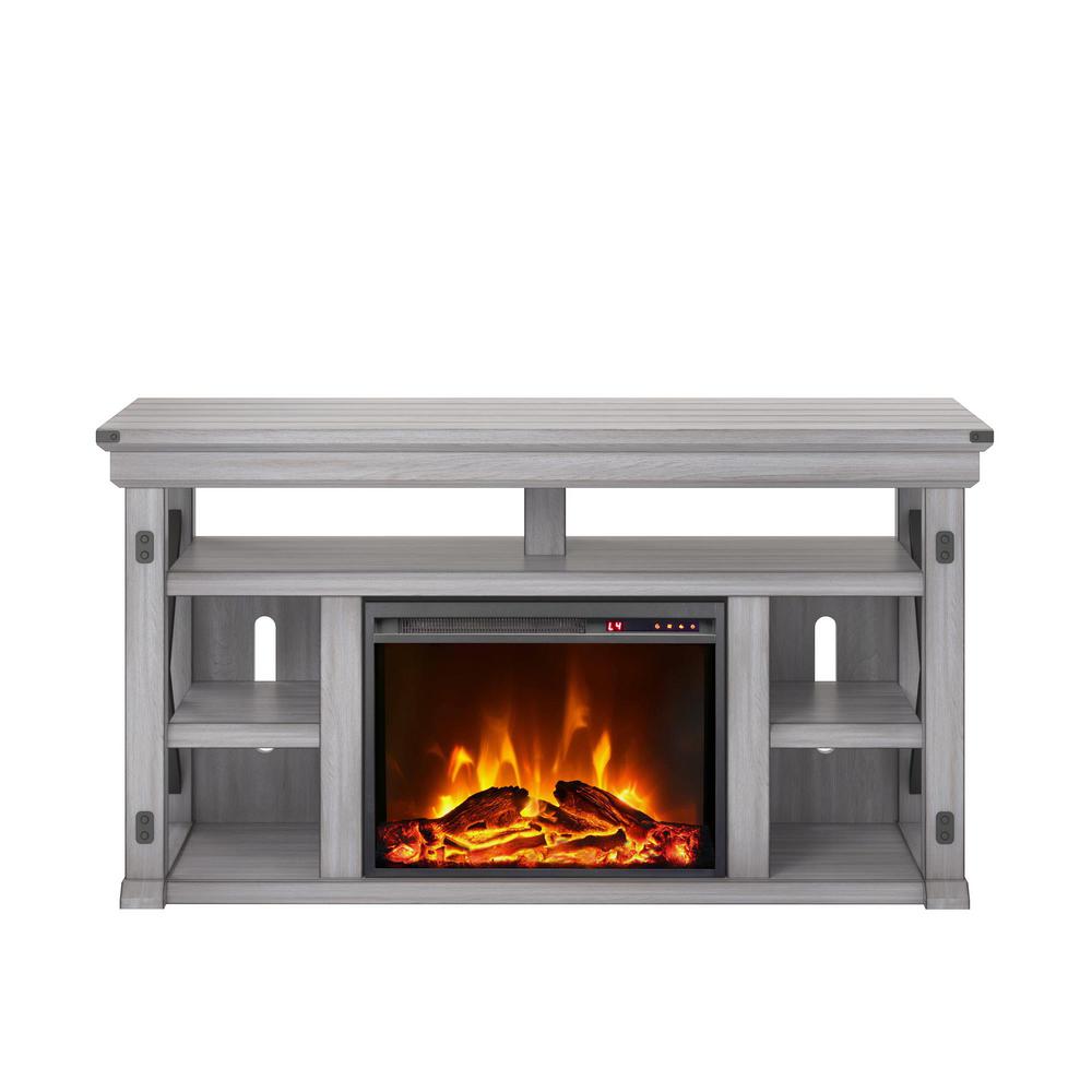 Ameriwood Wildwood Rustic White 60 In Tv Stand With Fireplace