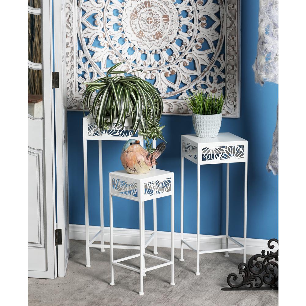 White Iron Plant Stands (Set of 3)