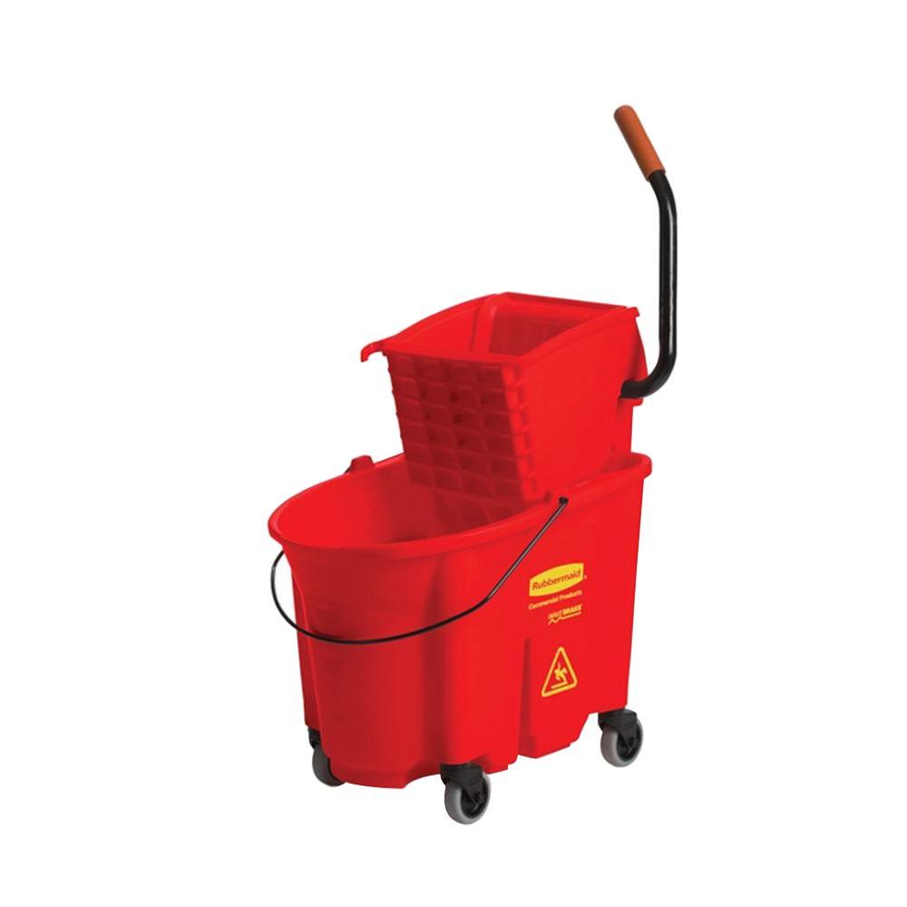 Rubbermaid Wave Brake 35 Qt. Mop Bucket and SidePress Red Wringer