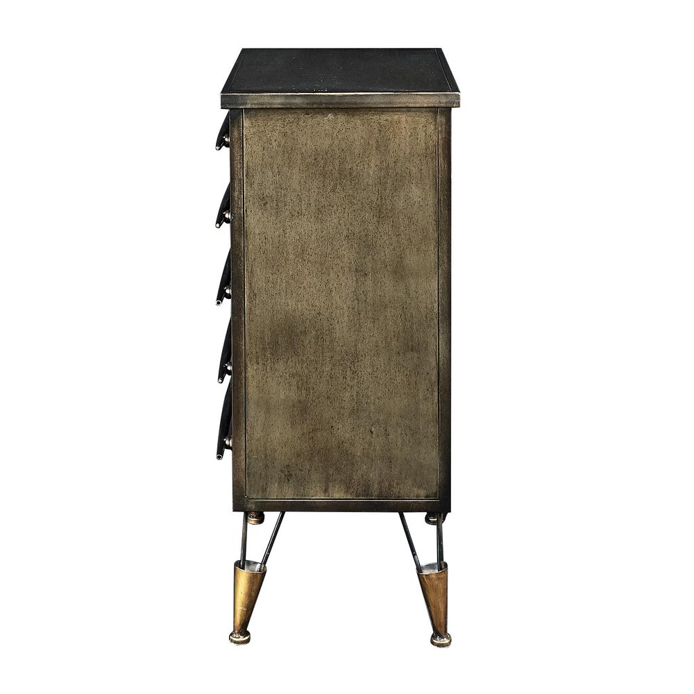 Linon Home Decor Cade Industrial Metal Chest Accent Cabinet With