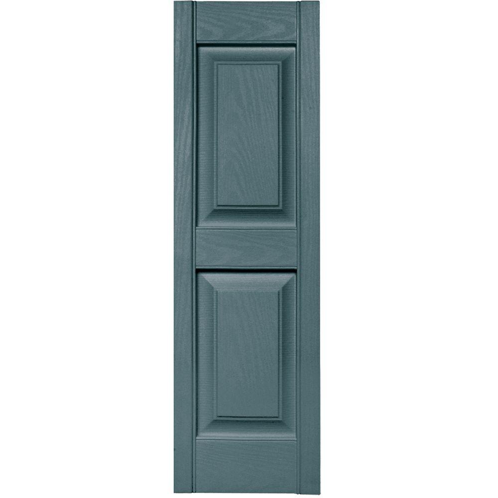 Builders Edge 12 in. x 39 in. Raised Panel Vinyl Exterior Shutters Pair in 004 Wedgewood Blue