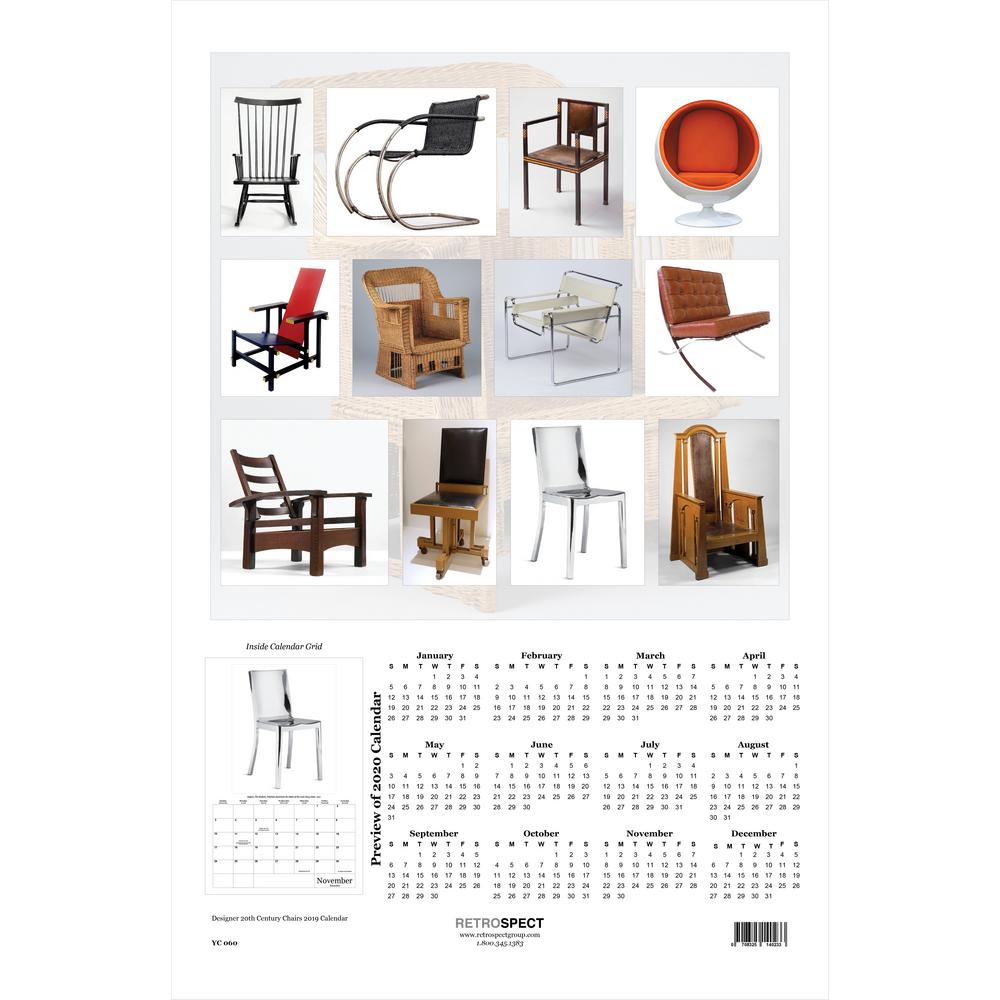 19 In X 12 5 In Designer 20th Century Chairs 2019 Calendar