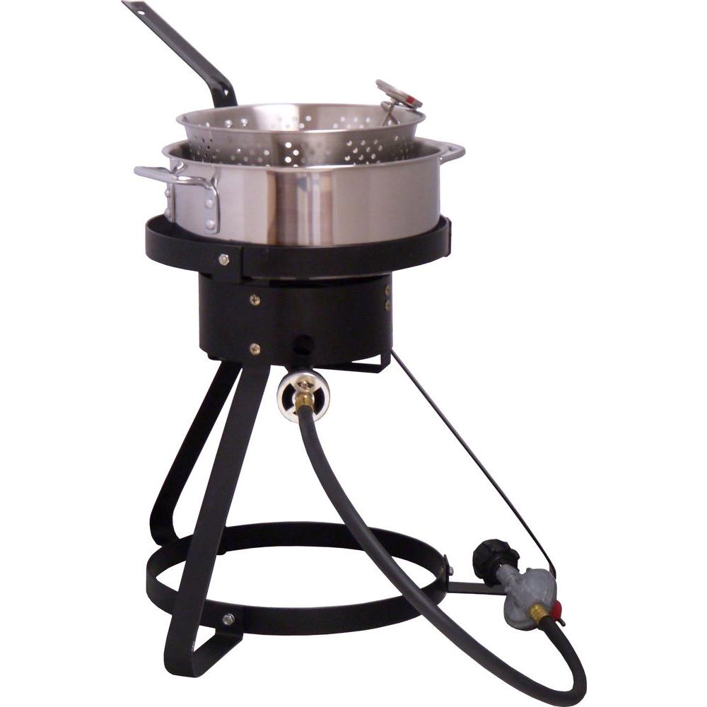 King Kooker 54000 Btu Bolt Together Propane Gas Outdoor Cooker With Low Profile 7 Qt Stainless 8961