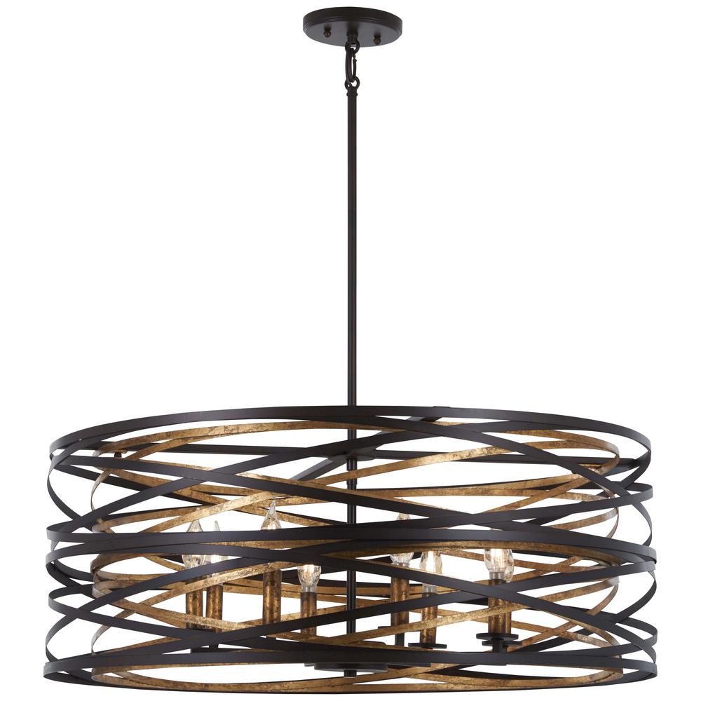 Minka Lavery Vortic Flow 8 Light Dark Bronze With Mosaic Gold Interior Pendant Minka Lavery Vortic Flow 8 Light Dark Bronze With Mosaic Gold Interior Pendant