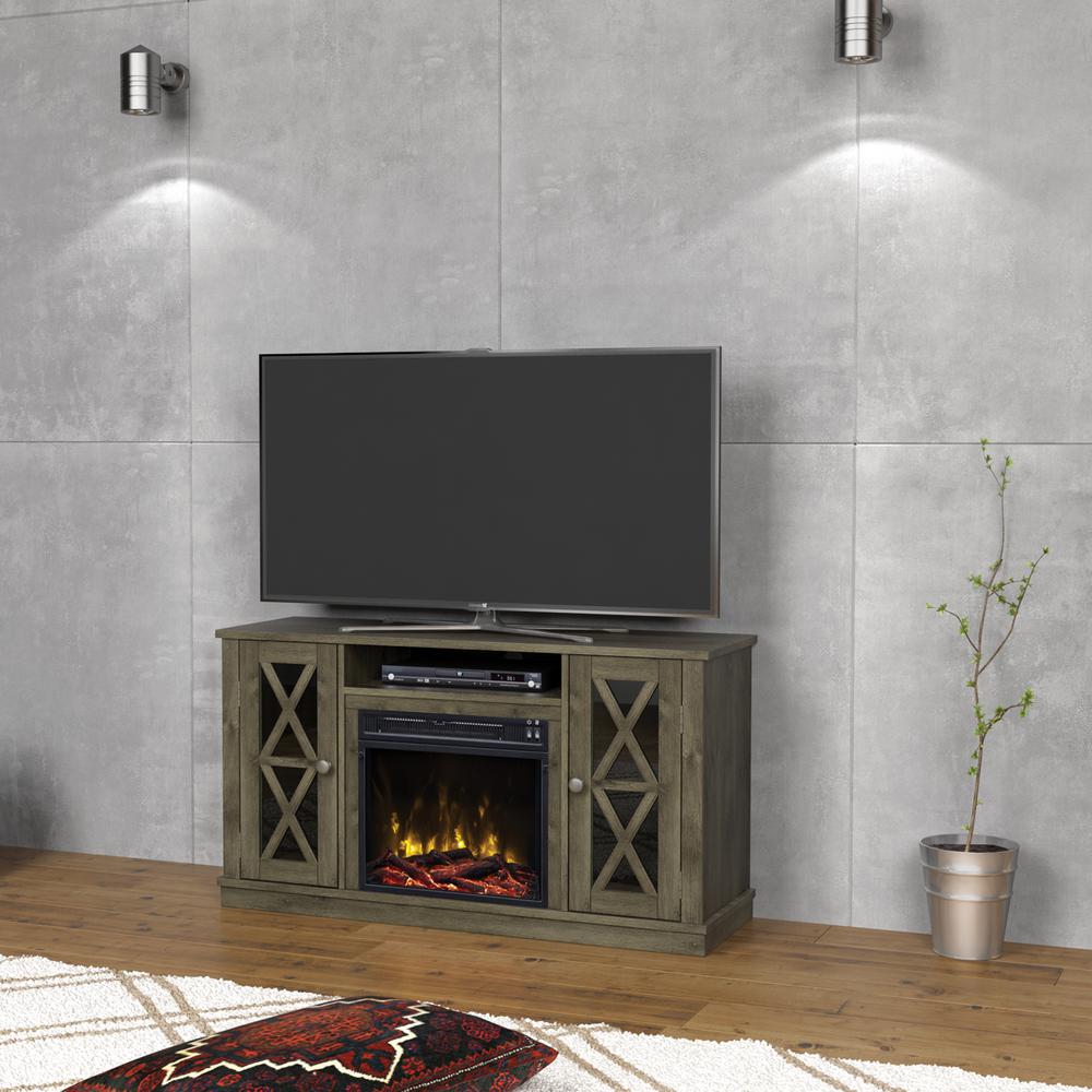 Real Flame Belford 56 In Freestanding Electric Fireplace Tv Stand In Gray 7330e Gry The Home Depot