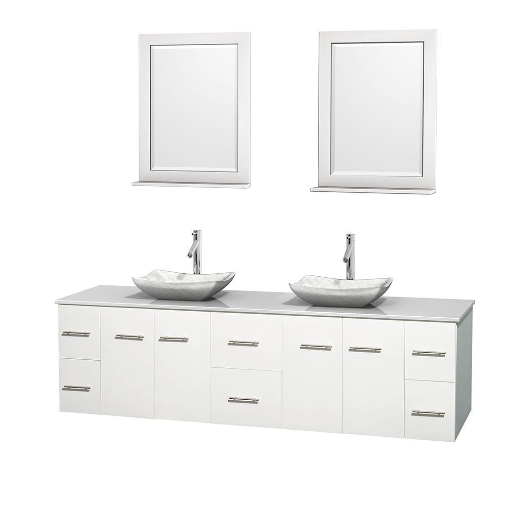 Wyndham Collection Centra 80 In Double Vanity White With Solid Wyndham Collection Centra 80 In Double Vanity White With Solid Surface Top