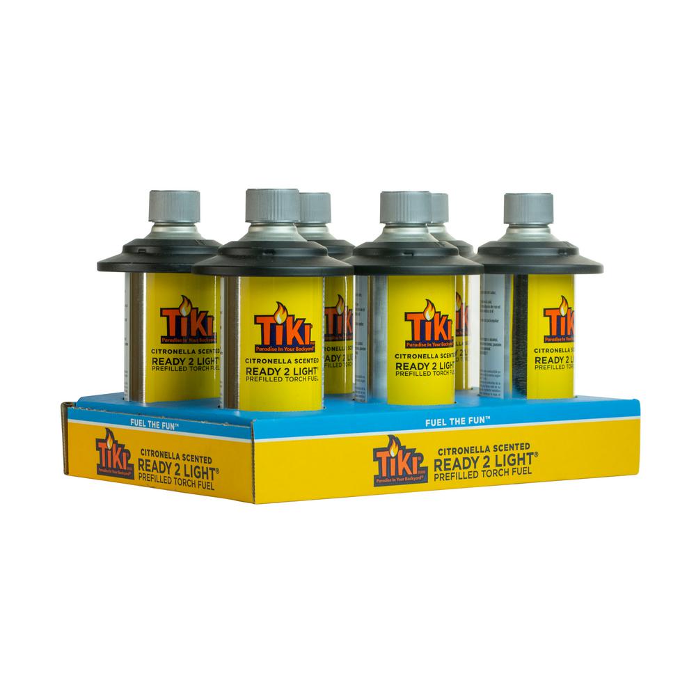 Tiki 12 Oz Torch Replacement Canister With Easy Pour System 4 Pack Ready 2 Light Citronella Scented Torch Fuel 6 Pack