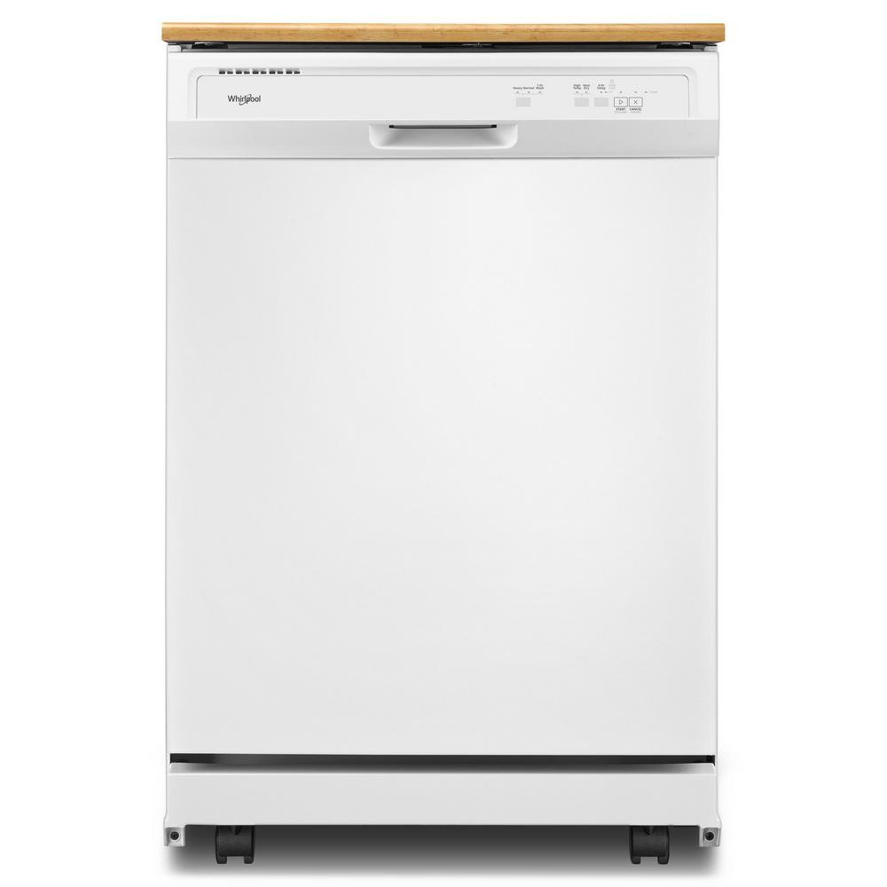 Whirlpool Front Control Heavy-Duty Portable Dishwasher in White with 1
