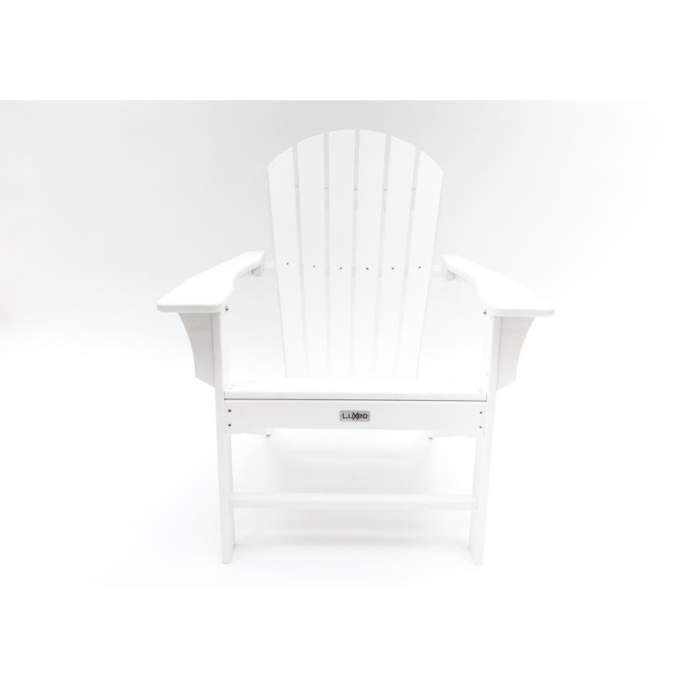 LuXeo Hampton White Outdoor Patio Plastic Adirondack ChairLUX1518WHT
