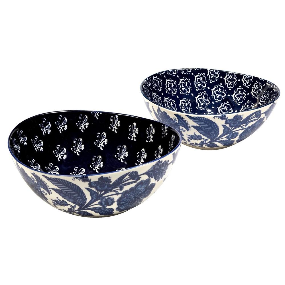 Certified International Blue Indigo 3pc Square Bowl Set