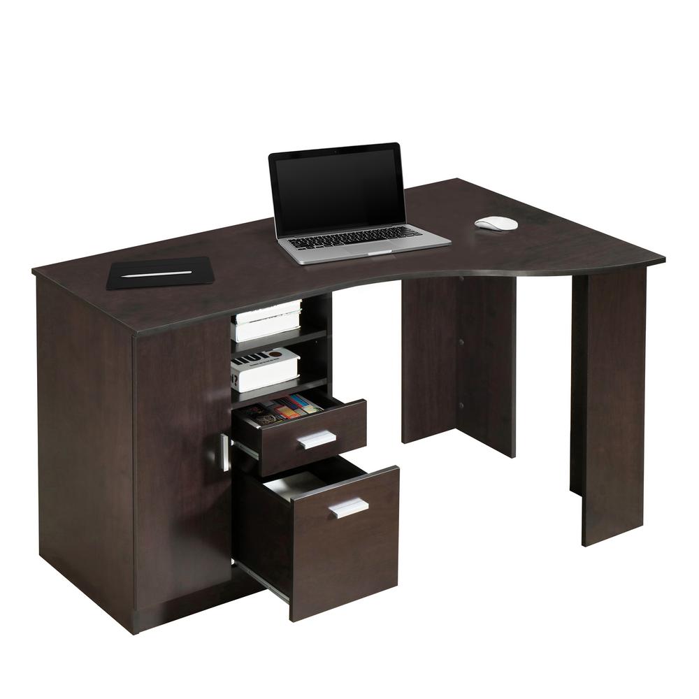 Techni Mobili Classic Espresso Office Desk With Storage Rta 8408