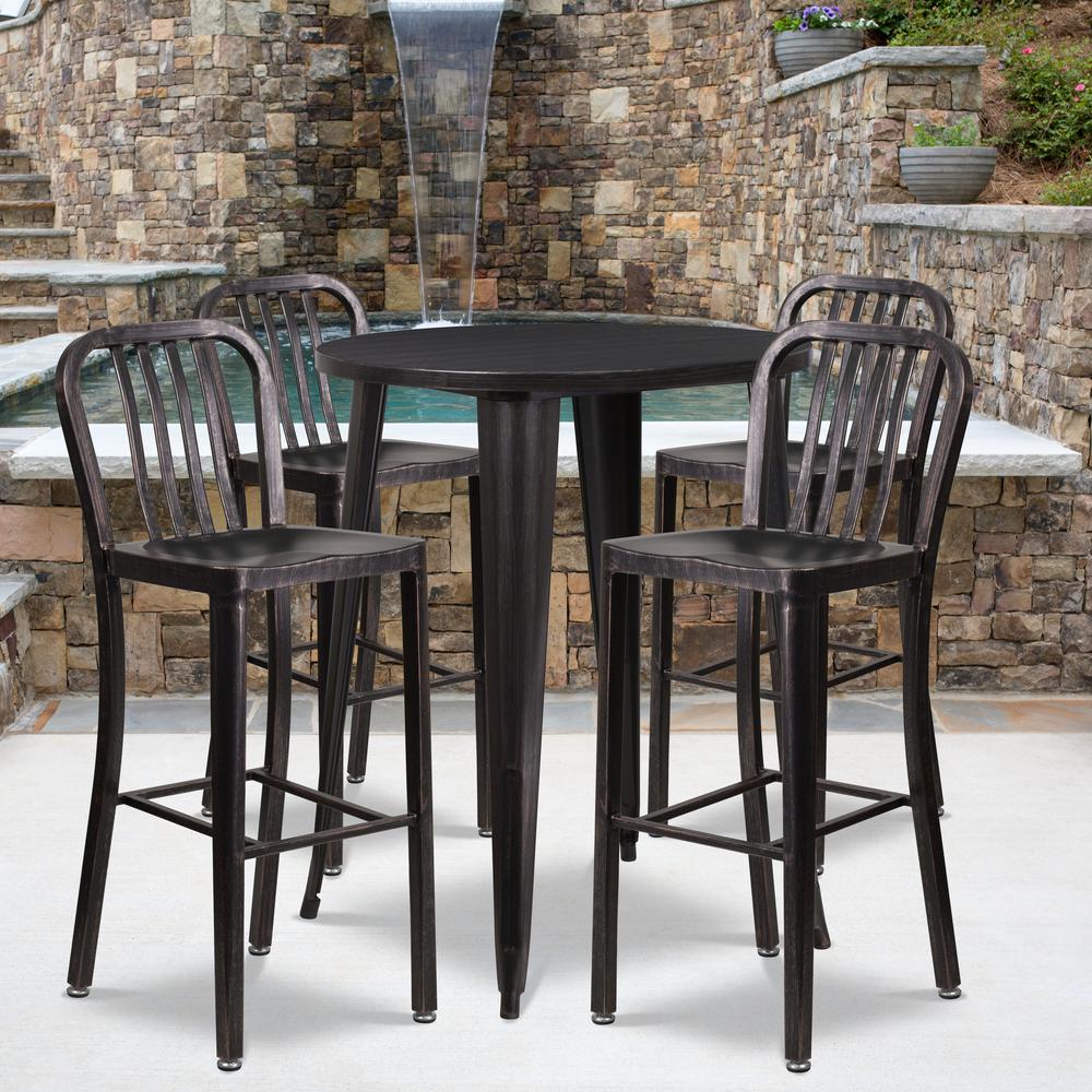 Carnegy Avenue 5-Piece Metal Round Outdoor Bistro Set in Black-Antique Gold-CGA-CH-194778-BL-HD ...