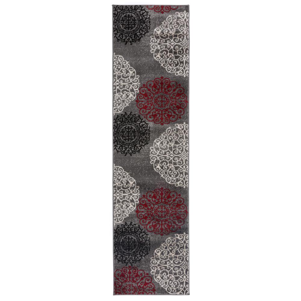 Contemporary Modern Floral Red Runner Rug 2'x7'2"303 Red 2x8 The Home Depot