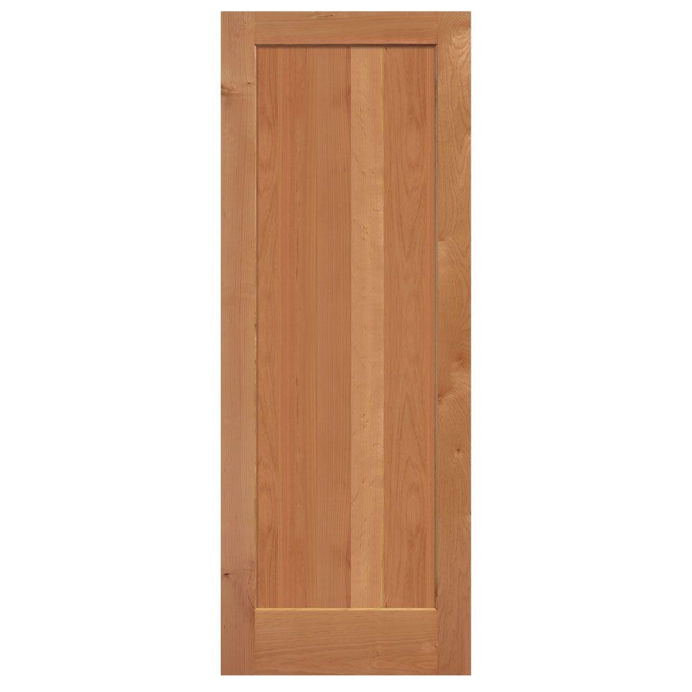 30 In X 84 In Knotty Alder 1 Panel Shaker Flat Solid Wood Interior Barn Door Slab