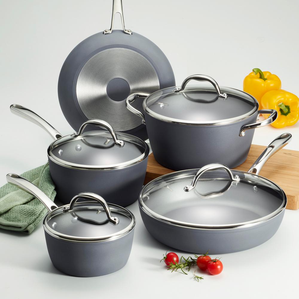 Tramontina Gourmet 9-Piece Slate Gray Induction Aluminum Cookware Set