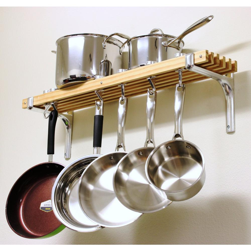 Cooks Standard 36 In Wooden Wall Mounted Pot Rack Nc 00267