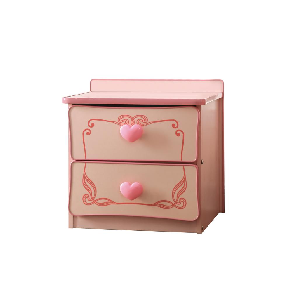 Furniture Of America Mikelsen 2 Drawer Pink Nightstand Idf 7631n The Home Depot