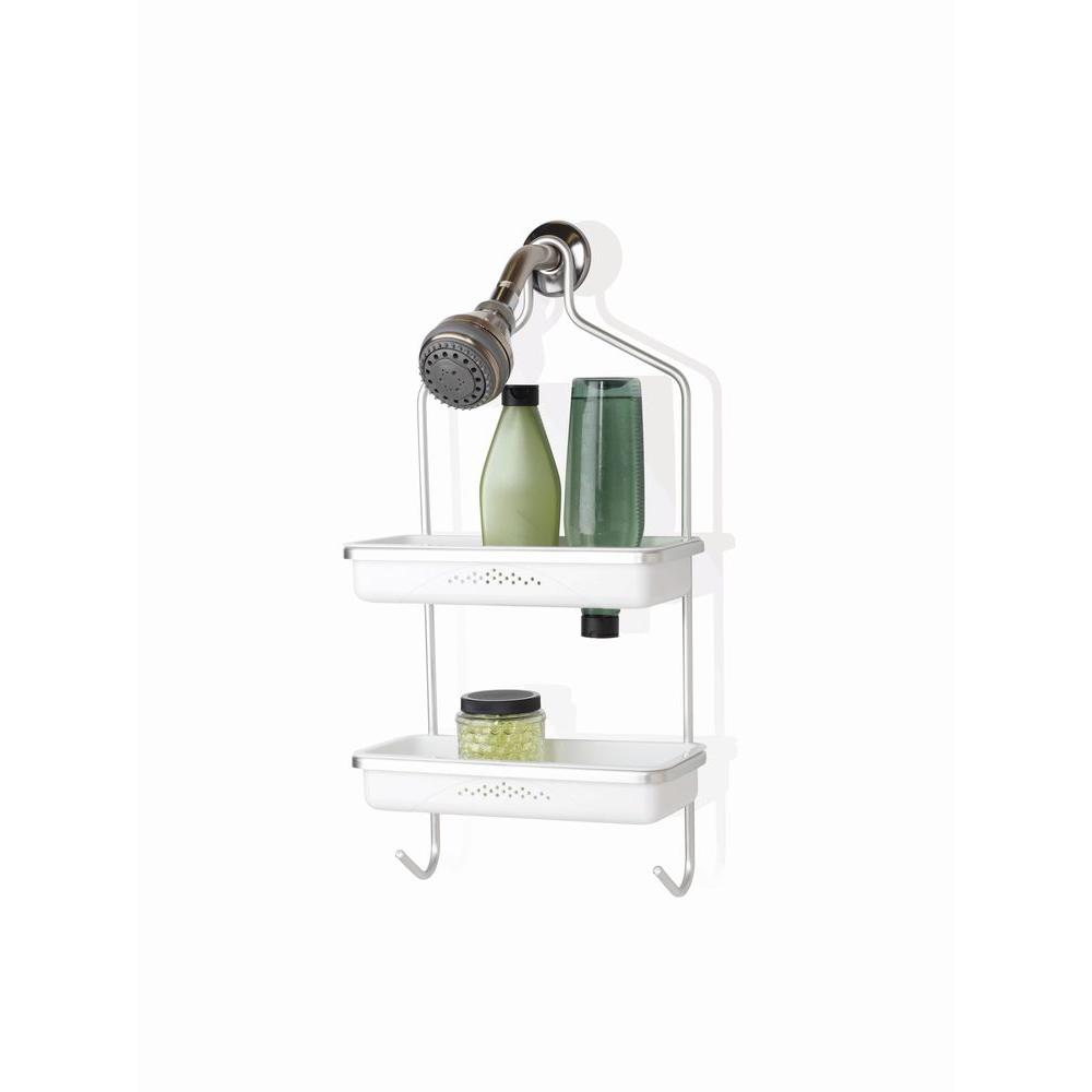 Zenna Home Aluminum Shower Caddy with Plastic Inserts in Satin Chrome