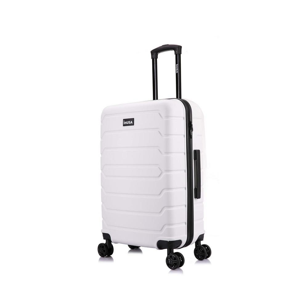 InUSA Trend Lightweight Hardside Medium Checked Spinner Suitcase - White