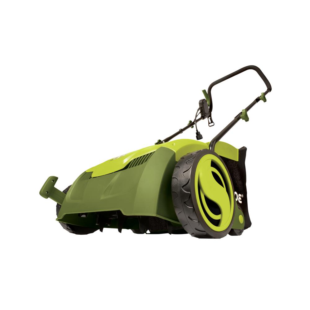 Sun Joe 13 In 12 Amp Electric Scarifier Lawn Dethatcher With Collection Bag Aj801e The Home Depot