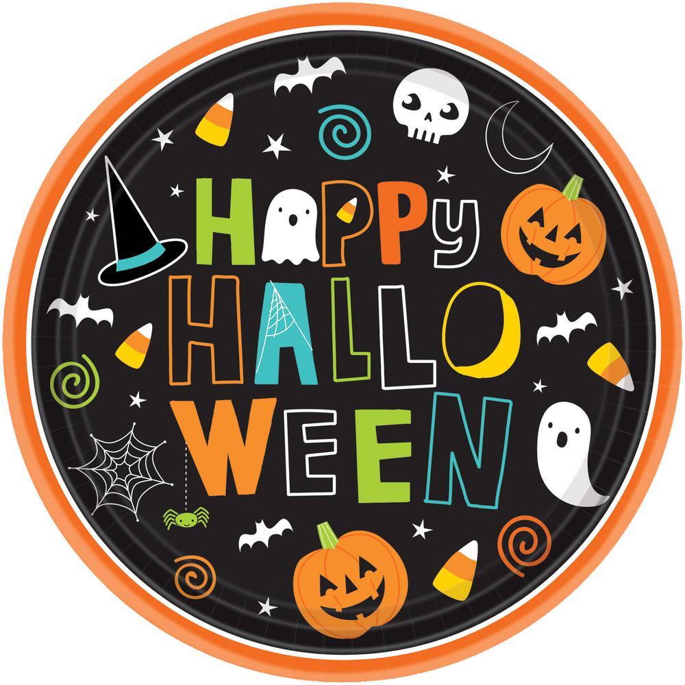 Amscan 7 in. x 7 in. Paper Halloween Friends Round Plates ...