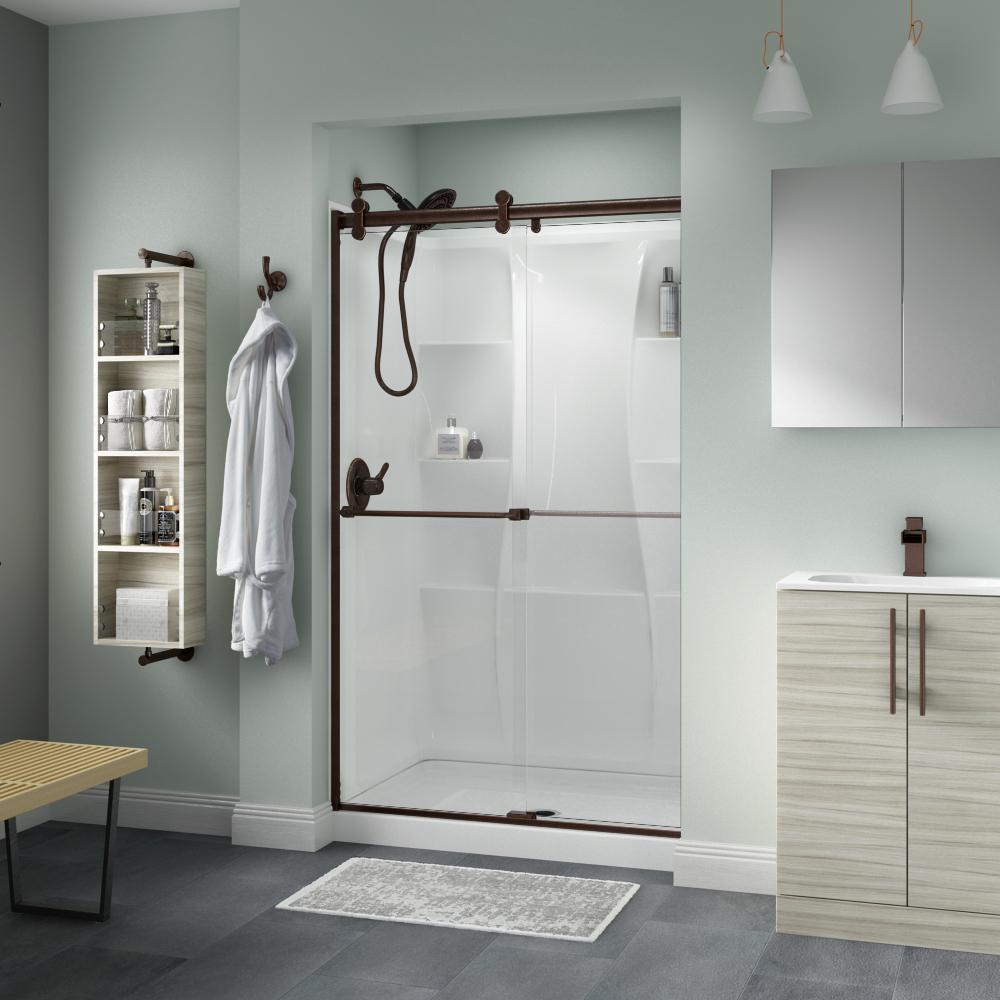 Delta Everly 48 x 71 in. Frameless Contemporary Sliding Shower Door in