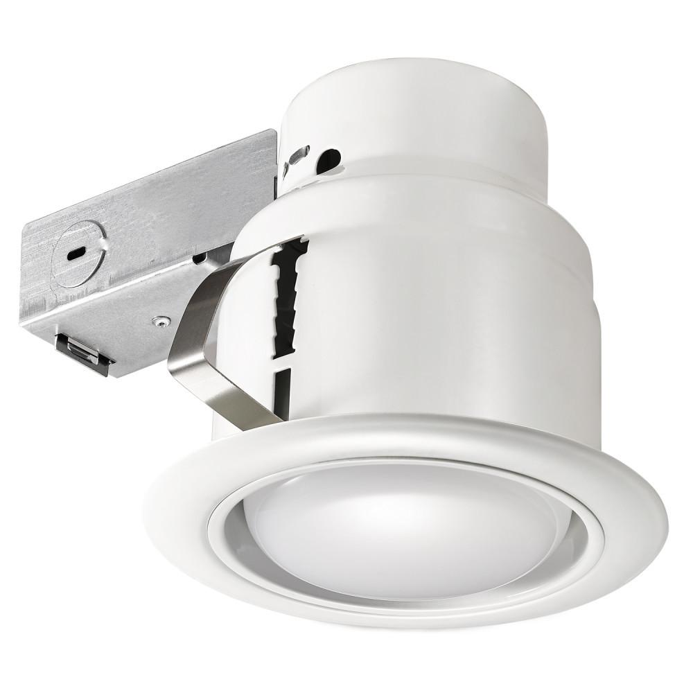 5 In. White LED Swivel Baffle Round Trim New Construction And Remodel Recessed Lighting Kit With LED Bulb