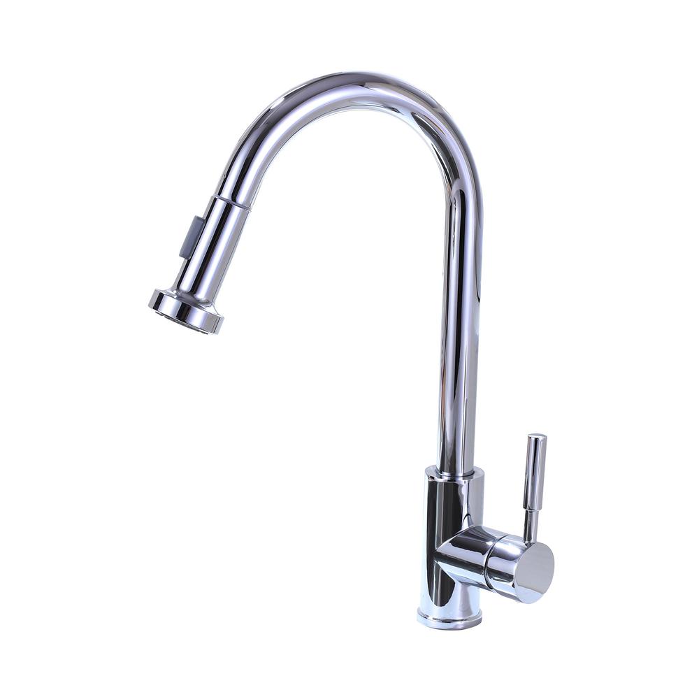 Vanity Art 8.86 in. Single-Handle Pull-Down Sprayer Kitchen Faucet in Chrome, Polished Chrome was $119.0 now $83.3 (30.0% off)