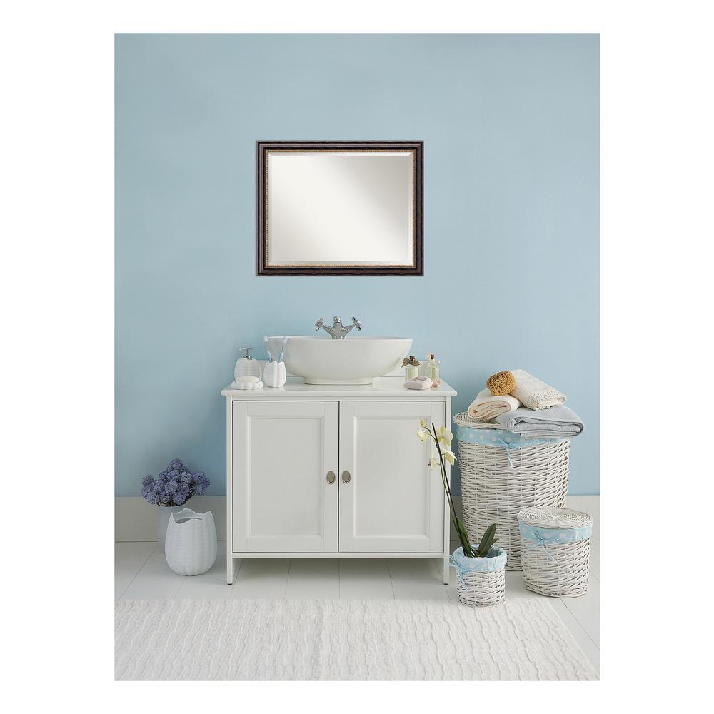 Amanti Art Tuscan 32 In W X 26 In H Framed Rectangular Beveled Edge Bathroom Vanity Mirror In Rustic Distressed Black Dsw3942022 The Home Depot