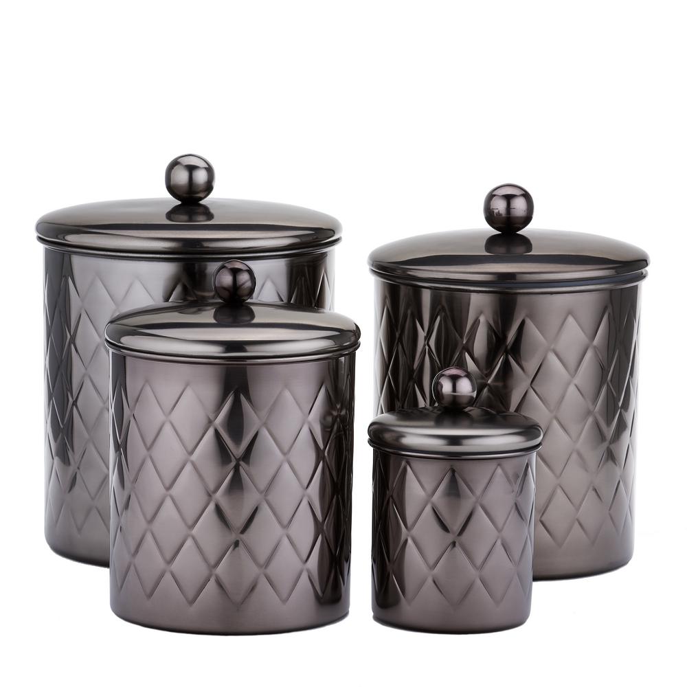 Home Basics 4 Piece Canister Set With Stainless Steel Tops Cs44772 The Home Depot