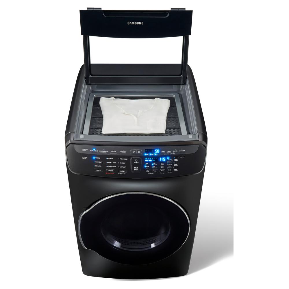 Samsung 7.5 Total cu. ft. Gas FlexDry Dryer with Steam in Black Stainless