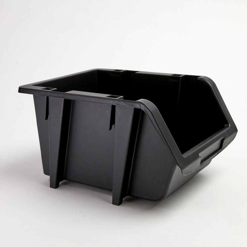 TAFCO Product 6-7/8 in. Stacking and Nesting Storage Bin, Black (4-Pack