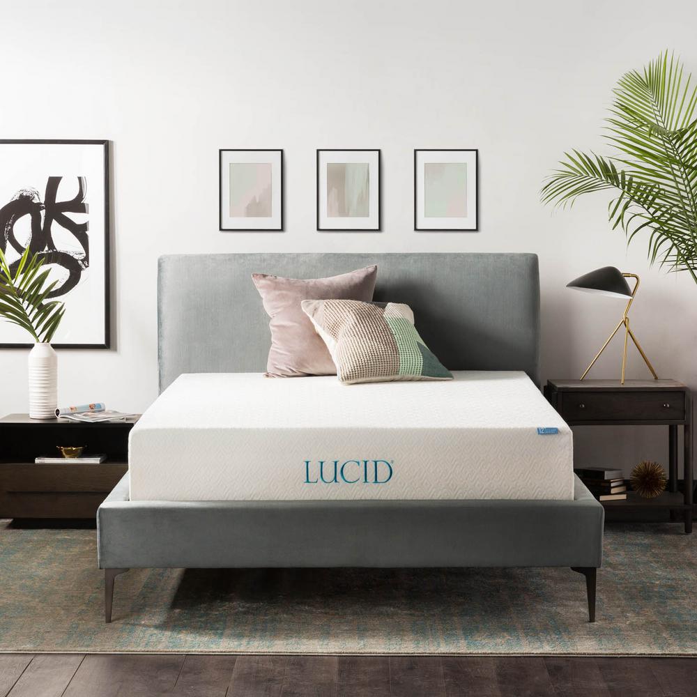 Lucid 12 In Queen Gel Memory Foam Mattress Lu12qq45gf The Home Depot 12 In Queen Gel Memory Foam Mattress