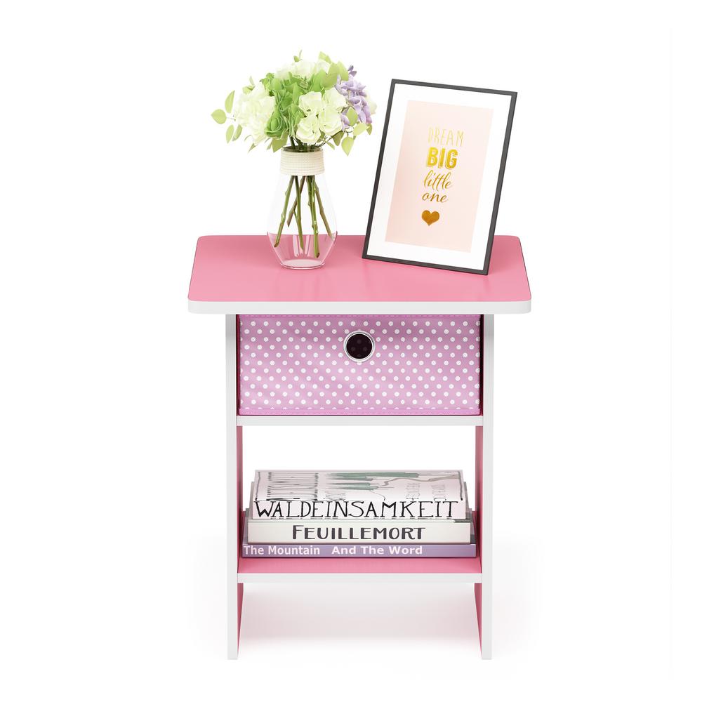Furinno Home Living Pink Light Pink End Table Night Stand Storage Shelf With Bin Drawer 10004pi Lpi The Home Depot