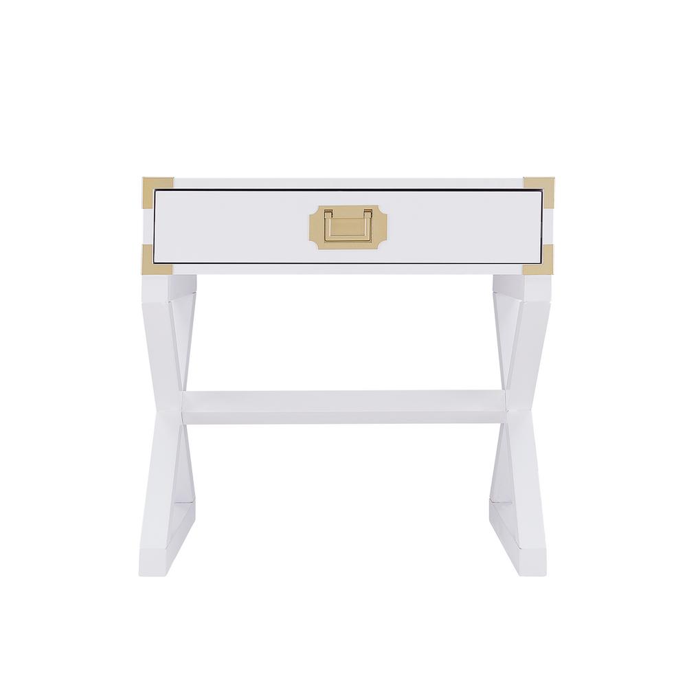 White Campaign End Table