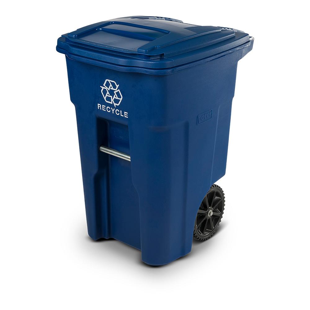 Toter 48 Gal. Blue Rollout Recycling Container with Attached Lid eX