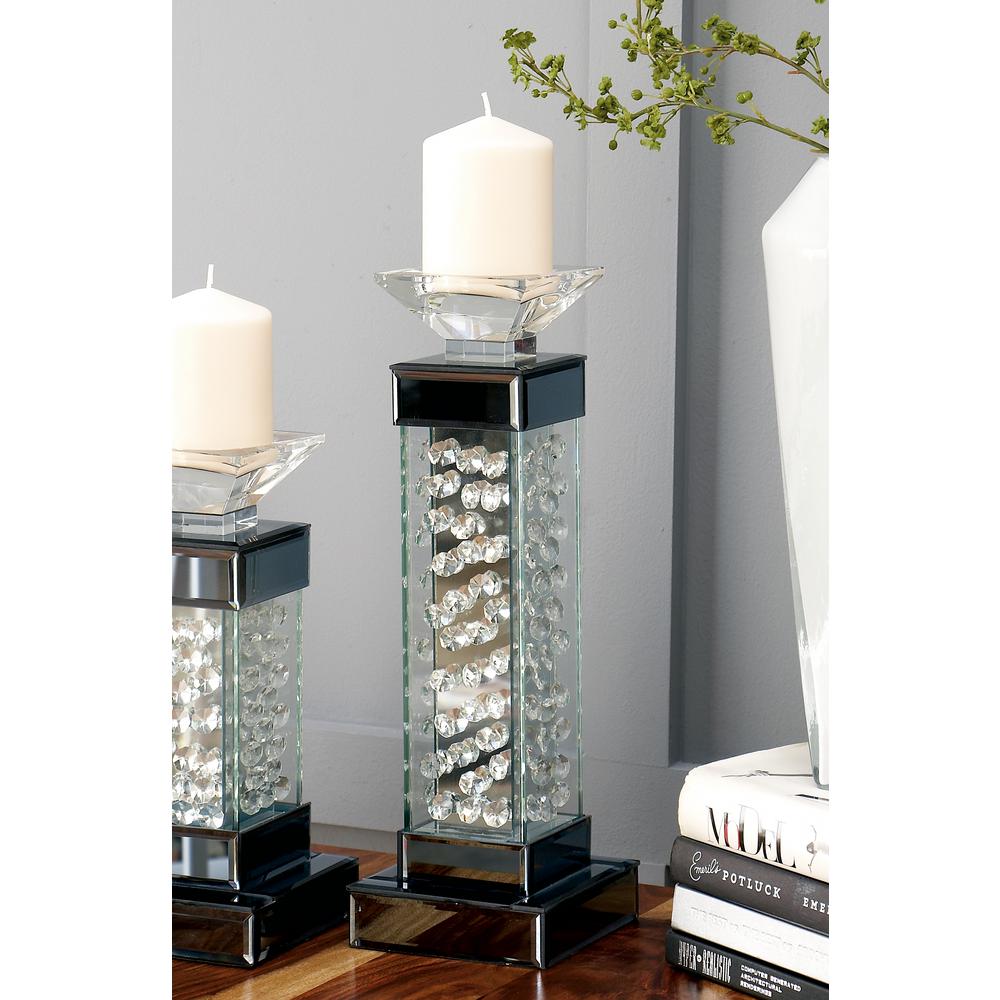 15 In Gray Mirror And Clear Glass Crystal Bubble Candle Holder Accent Home Or Event Decor With This Decorative Mirror Plate Can Be Used As Is Beneath Candle Holders Vases And Other Pieces A