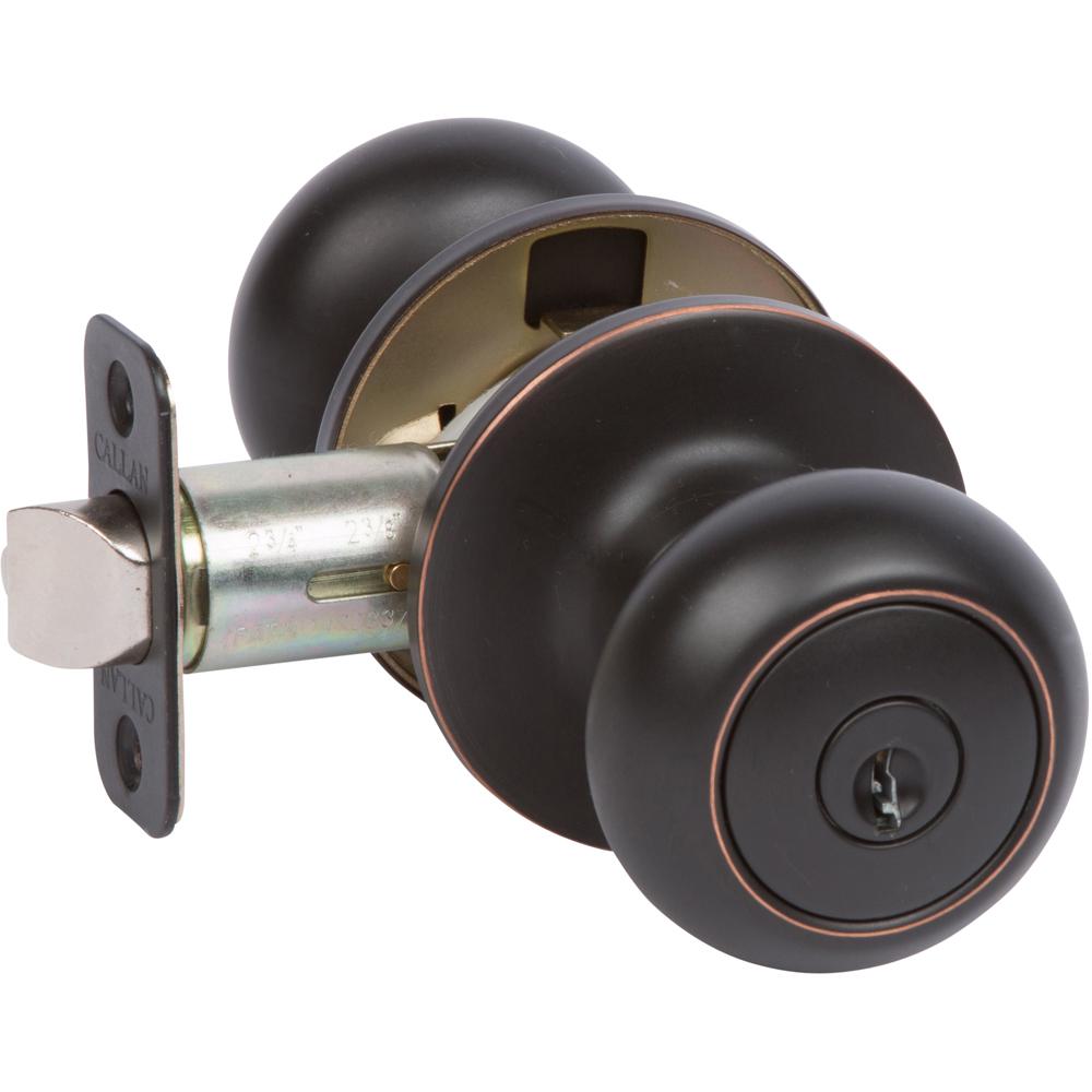 Callan Saxon Edged Oil Rubbed Bronze Keyed Entry Door Knob Ks1007