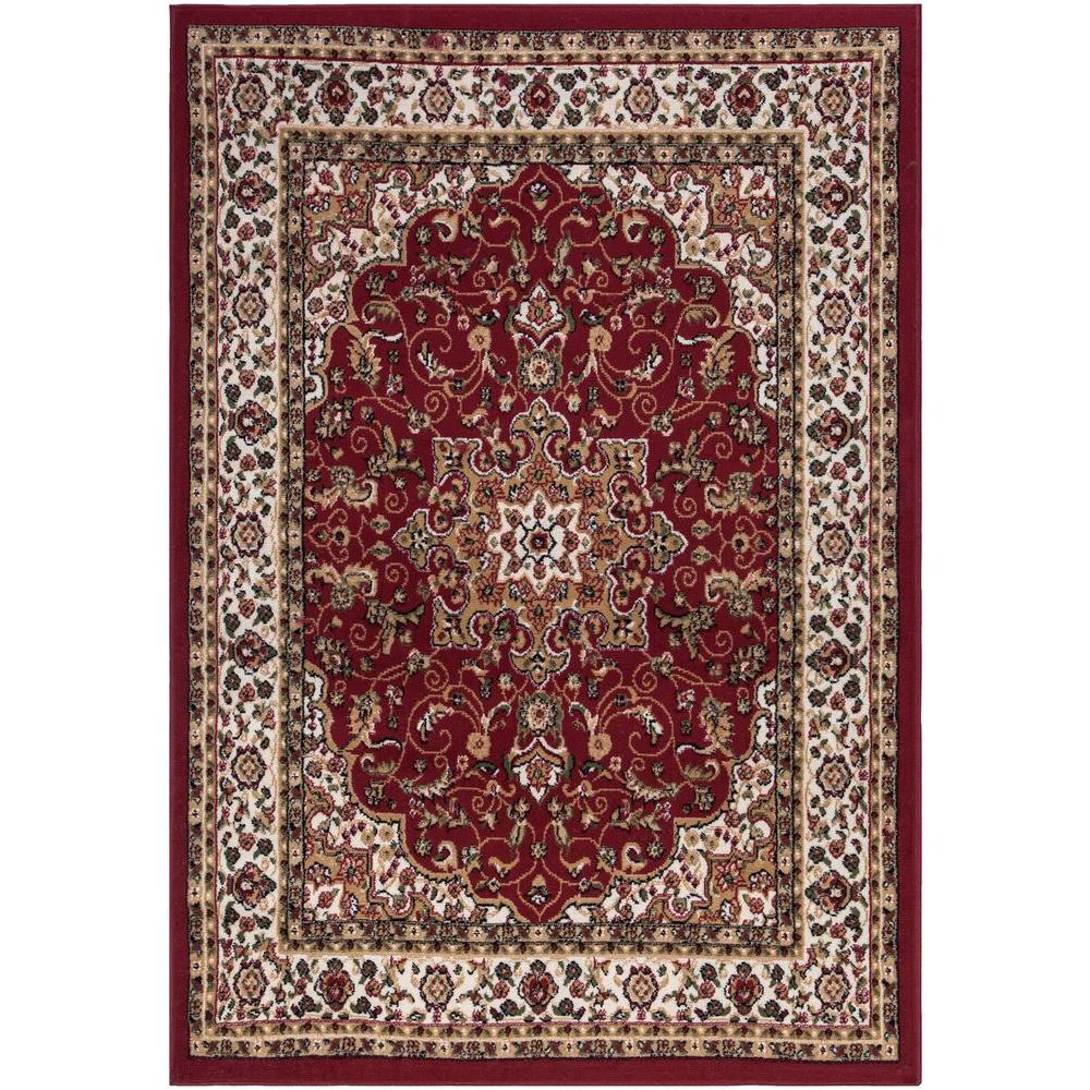 Ottomanson Traditional Medallion Dark Red 5 ft. x 7 ft. Area Rug